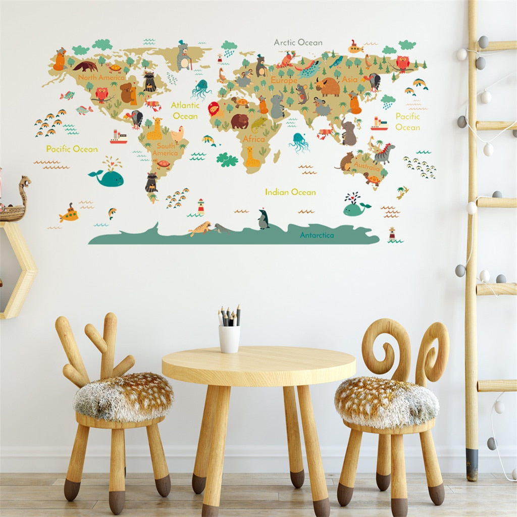 Enfants Chambre Papier Peint Mappemonde Aventure Décoration Murale