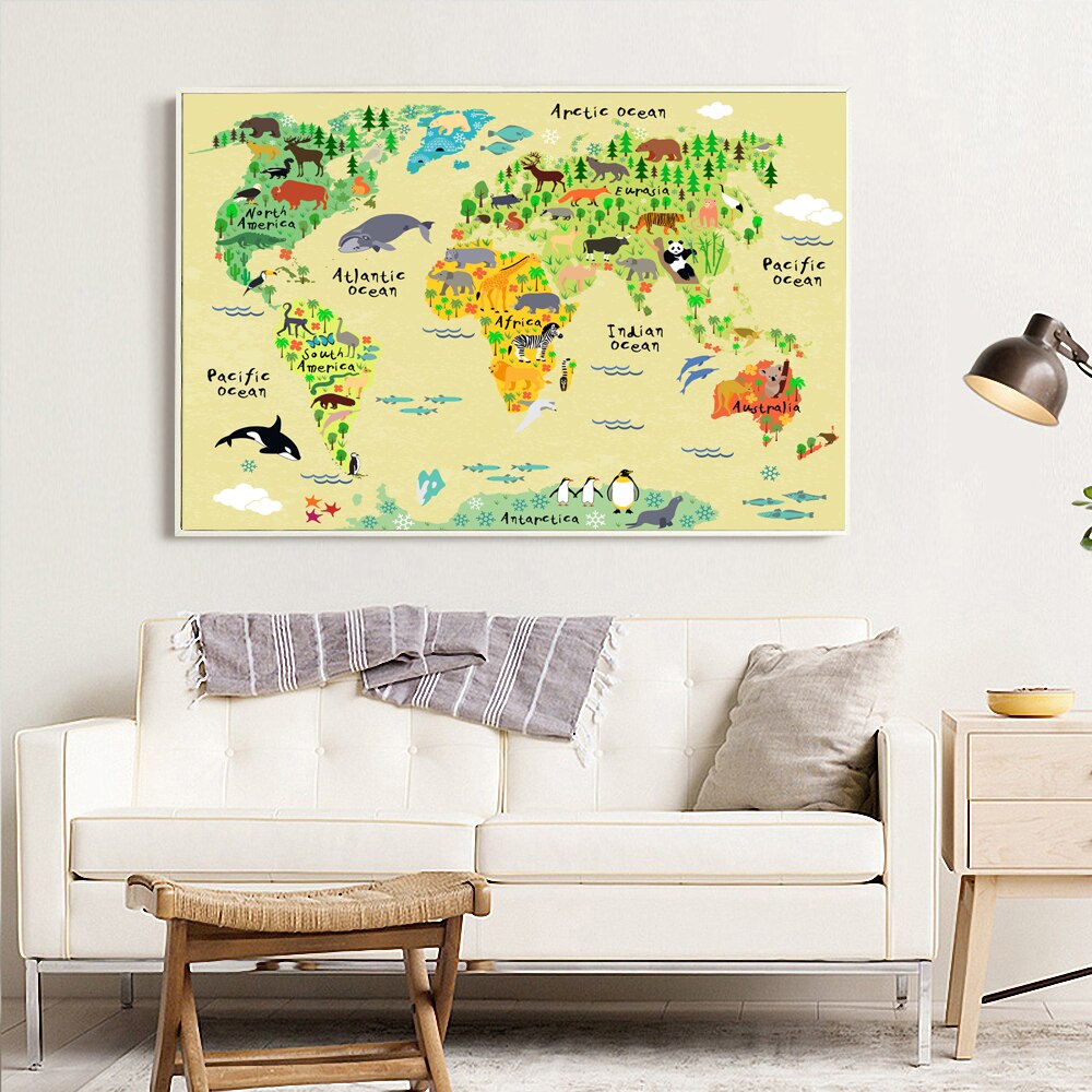 Tableaux carte du monde sur toile 