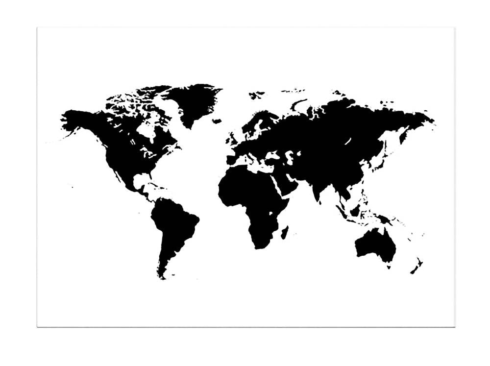 Toile Carte du Monde Noir et Blanc Mercator MondeAndCo