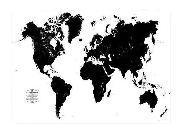 Toile imprimée map monde noir 140 x 100 cm