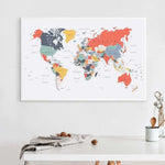 Toile Carte du Monde Pays Flashy | MondeAndCo