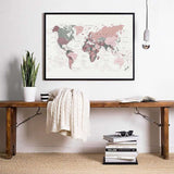 Toile Carte du Monde Pays Rose Chair | MondeAndCo
