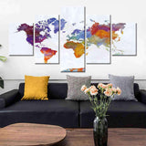 Tableau Carte du Monde Aquarelle Multicolore | MondeAndCo