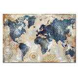 Toile Carte du Monde Vintage Bleue | MondeAndCo