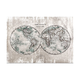Toile Carte du Monde Vintage Hémisphères | MondeAndCo