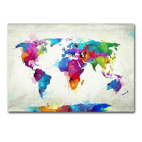 Toile Carte du Monde Artistique Multicolore | MondeAndCo