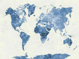 Toile Carte du Monde Design Bleu | MondeAndCo