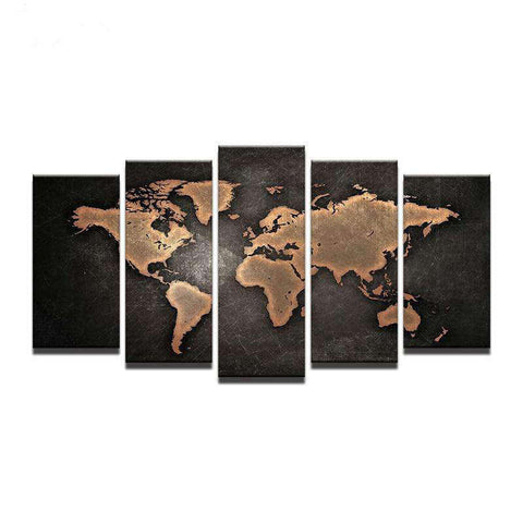 Tableau Carte du Monde Noir et Bronze | MondeAndCo