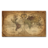 Toile Carte du Monde Hémisphères style Rétro | MondeAndCo