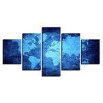 Tableau Carte du Monde Nuances de Bleu | MondeAndCo