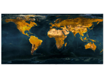 Toile Carte du Monde Bleu Océan et Terre d'Or | MondeAndCo