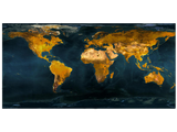 Toile Carte du Monde Bleu Océan et Terre d'Or | MondeAndCo