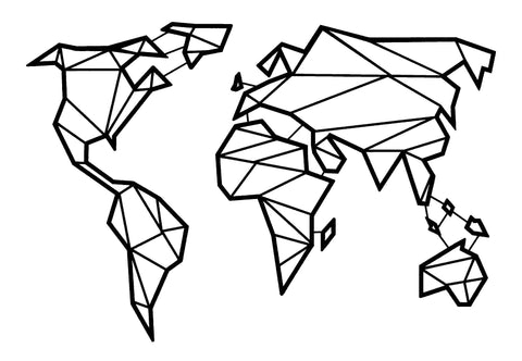 Carte du Monde en Métal Géométrique Simple | MondeAndCo