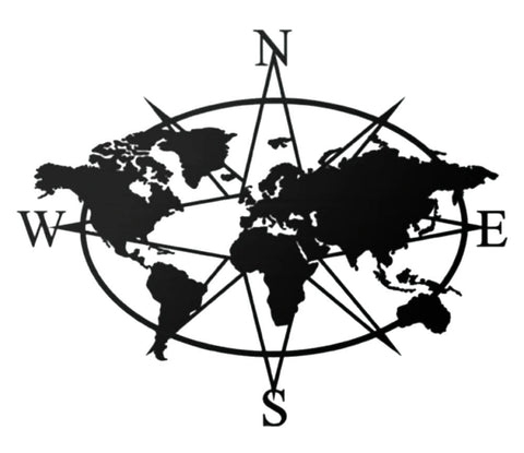 Carte du Monde Métallique Boussole Elliptique | MondeAndCo
