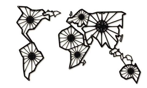 Carte du Monde Métallique Boussoles et Continents | MondeAndCo
