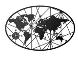 Carte du Monde Métallique Elliptique Noire | MondeAndCo