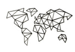 Carte du Monde Métallique Géométrique Noire | MondeAndCo