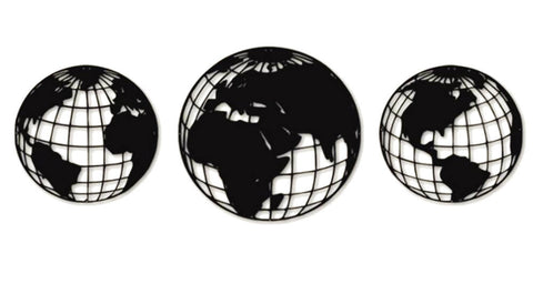 Carte du Monde Métallique Les trois Globes | MondeAndCo