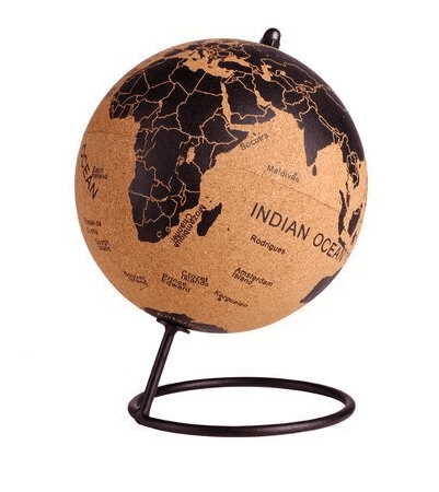 Mappemonde avec du liège pour épingler destinations Carte du monde