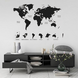 Sticker Carte du Monde Noir Continents | MondeAndCo