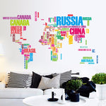 Sticker Carte du Monde Pays en Lettres Multicolore | MondeAndCo