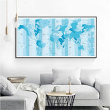 Toile Carte du Monde Bleue Fuseaux horaires | MondeAndCo