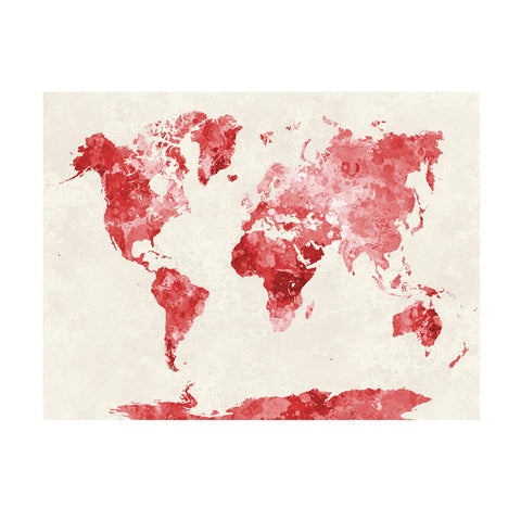 Toile Carte du Monde Design Rouge | MondeAndCo