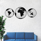 Trois Globes Carte du Monde en Métal | MondeAndCo
