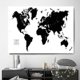 Toile Carte du Monde Noir et Blanc Moderne | MondeAndCo
