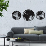 Carte du Monde Métallique Les trois Globes | MondeAndCo