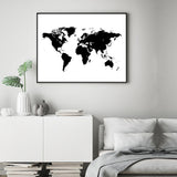 Toile Carte du Monde Noir et Blanc Mercator | MondeAndCo