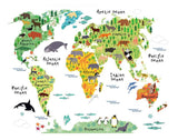 Sticker Carte du Monde Animaux Amusants | MondeAndCo