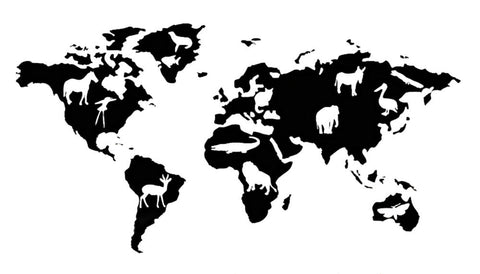 Sticker Carte du Monde Animaux Noirs | MondeAndCo