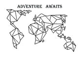 Sticker Carte du Monde Géométrique Adventure | MondeAndCo