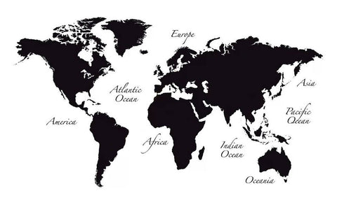 Sticker Carte du Monde Noir Continent