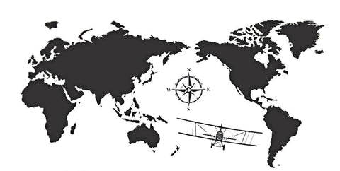 Sticker Carte du Monde Noir Pacifique | MondeAndCo