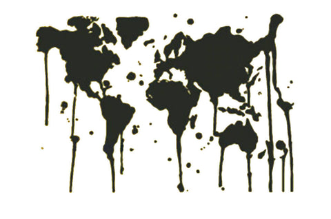 Sticker Carte du Monde Splash Noir | MondeAndCo