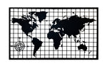 Tableau Carte du Monde en Métal Design Quadrillé | MondeAndCo