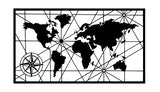 Tableau Carte du Monde en Métal Points Cardinaux | MondeAndCo