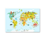 Toile Carte du Monde Animaux et Continents | MondeAndCo