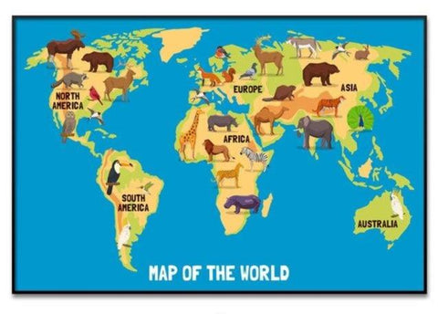 Toile Carte du Monde Enfant "Map of the World" | MondeAndCo