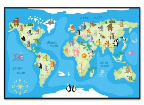 Toile Carte du Monde , Enfant Dessin Animé