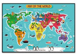 Toile Carte du Monde Enfant Continents Intrigants | MondeAndCo
