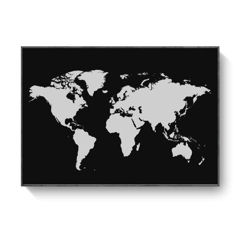 Toile Carte du Monde Noir et Blanc Continents | MondeAndCo