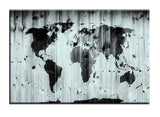 Toile Carte du Monde Noir et Blanc effet Bois | MondeAndCo