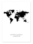 Toile Carte du Monde Noir et Blanc Wonderful | MondeAndCo