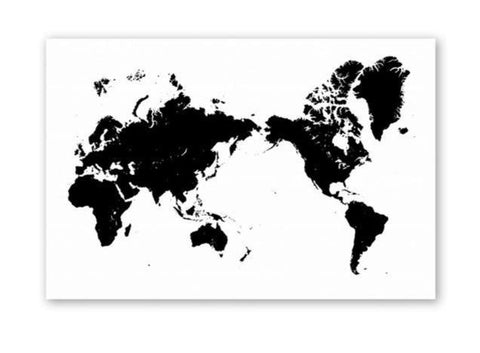 Toile Planisphère Noir et Blanc Pacifique | MondeAndCo