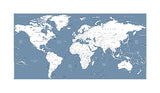 Toile Carte du Monde Détails Bleus et Blancs | MondeAndCo