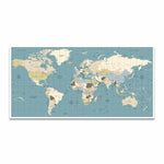 Toile Carte du Monde Pays, Océans et Villes | MondeAndCo