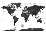 Toile Carte du Monde Pays Noir et Blanc | MondeAndCo